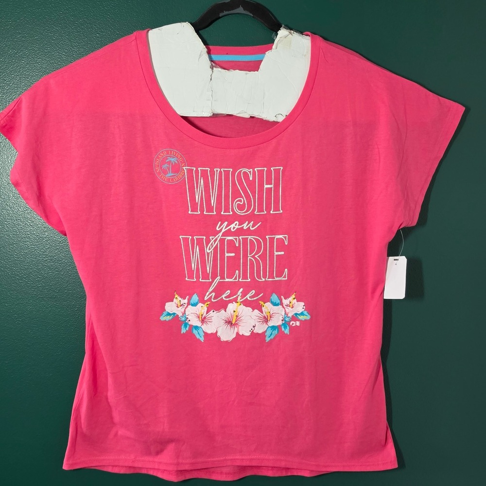 Princess Cruises Womens XXL Pink Wish You Were Here Caribbean Graphic T-Shirt